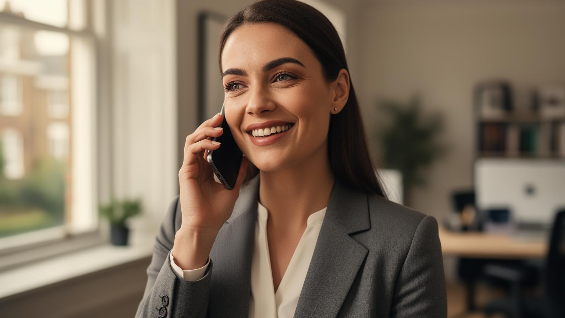 Estate agent on the phone with a property buyer